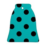 Polka Dots - Black on Cyan Bell Ornament (Two Sides)