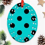 Polka Dots - Black on Cyan Ornament (Bell) Ornament (Oval Filigree)