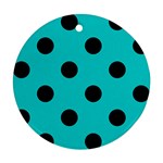 Polka Dots - Black on Cyan Ornament (Round)