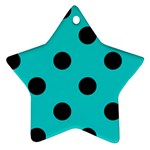 Polka Dots - Black on Cyan Star Ornament (Two Sides)