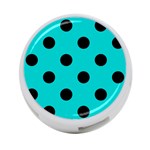 Polka Dots - Black on Cyan 4-Port USB Hub (One Side)
