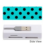 Polka Dots - Black on Cyan Memory Card Reader (Stick)