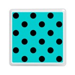 Polka Dots - Black on Cyan Memory Card Reader with Storage (Square)