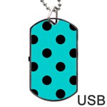 Polka Dots - Black on Cyan Dog Tag USB Flash (Two Sides)