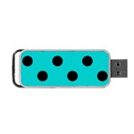 Polka Dots - Black on Cyan Portable USB Flash (Two Sides)