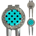 Polka Dots - Black on Cyan 3-in-1 Golf Divot