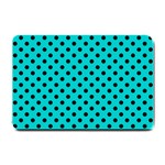 Polka Dots - Black on Cyan Small Doormat
