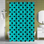 Polka Dots - Black on Cyan Shower Curtain 48  x 72  (Small)
