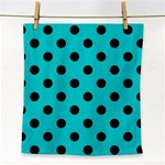 Polka Dots - Black on Cyan Face Towel
