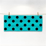 Polka Dots - Black on Cyan Hand Towel