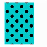 Polka Dots - Black on Cyan Large Garden Flag (Two Sides)