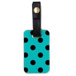 Polka Dots - Black on Cyan Luggage Tag (One Side)