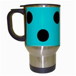 Polka Dots - Black on Cyan Travel Mug (Black)
