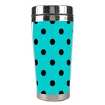 Polka Dots - Black on Cyan Stainless Steel Travel Tumbler