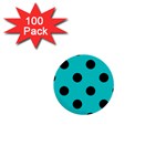 Polka Dots - Black on Cyan 1  Mini Button (100 pack)