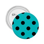 Polka Dots - Black on Cyan 2.25  Button