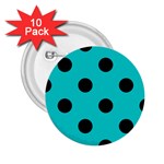 Polka Dots - Black on Cyan 2.25  Button (10 pack)