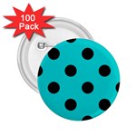 Polka Dots - Black on Cyan 2.25  Button (100 pack)