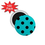 Polka Dots - Black on Cyan 1.75  Magnet (100 pack)