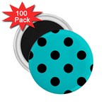 Polka Dots - Black on Cyan 2.25  Magnet (100 pack)