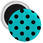 Polka Dots - Black on Cyan 3  Magnet