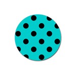 Polka Dots - Black on Cyan Magnet 3  (Round)