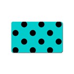Polka Dots - Black on Cyan Magnet (Name Card)