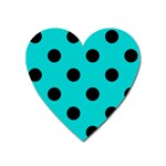 Polka Dots - Black on Cyan Magnet (Heart)