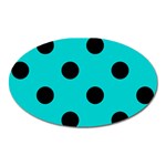 Polka Dots - Black on Cyan Magnet (Oval)