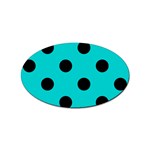 Polka Dots - Black on Cyan Sticker Oval (10 pack)