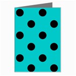 Polka Dots - Black on Cyan Greeting Cards (Pkg of 8)