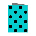 Polka Dots - Black on Cyan Mini Greeting Cards (Pkg of 8)