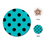 Polka Dots - Black on Cyan Playing Cards (Round)