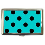 Polka Dots - Black on Cyan Cigarette Money Case