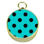 Polka Dots - Black on Cyan Gold Compass