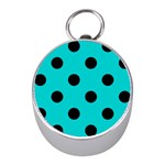 Polka Dots - Black on Cyan Silver Compass (Mini)