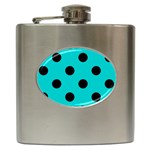 Polka Dots - Black on Cyan Hip Flask (6 oz)