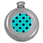Polka Dots - Black on Cyan Hip Flask (5 oz)