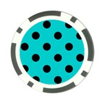 Polka Dots - Black on Cyan Poker Chip Card Guard (10 pack)