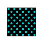 Polka Dots - Cyan on Black Satin Bandana Scarf