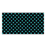 Polka Dots - Cyan on Black Satin Shawl