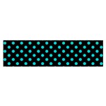 Polka Dots - Cyan on Black Satin Scarf (Oblong)