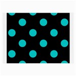 Polka Dots - Cyan on Black Large Glasses Cloth (2 Sides)