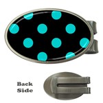 Polka Dots - Cyan on Black Money Clip (Oval)