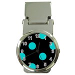 Polka Dots - Cyan on Black Money Clip Watch