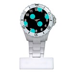 Polka Dots - Cyan on Black Nurses Watch
