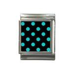 Polka Dots - Cyan on Black Italian Charm (13mm)
