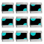 Polka Dots - Cyan on Black 9mm Italian Charm (9 pack)