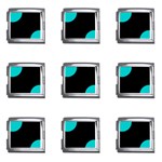 Polka Dots - Cyan on Black Mega Link Italian Charm (9 pack)