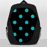 Polka Dots - Cyan on Black Backpack Bag